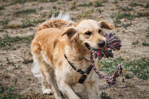 dog retrieving a toy