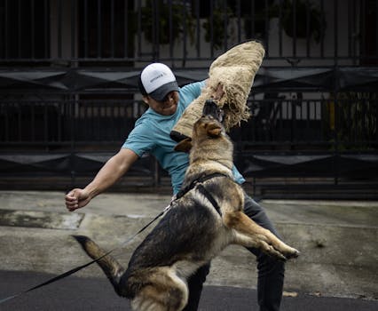 dog focusing on trainer