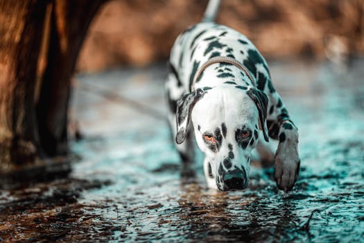 dog practicing tracking commands