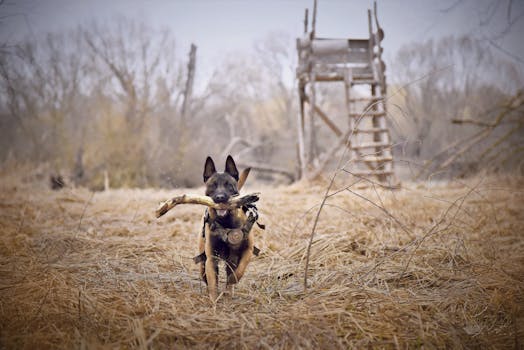 Successful hunting dog retrieving a game