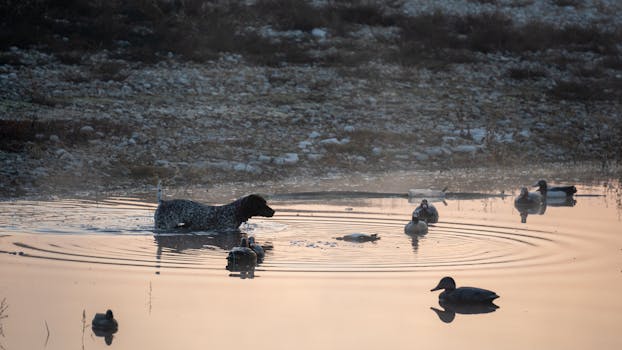 hunting dog retrieving a duck