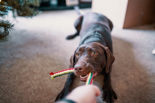 dog retrieving a dummy during training