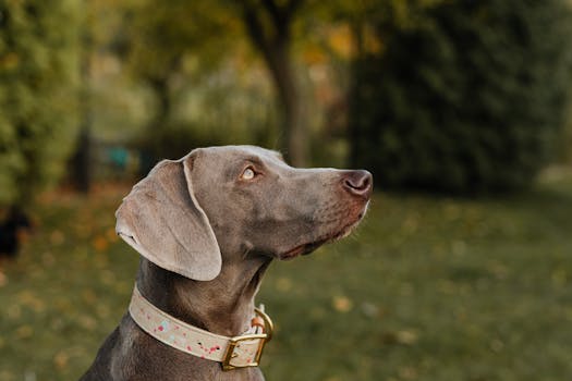 A hunting dog focused on a distant sound