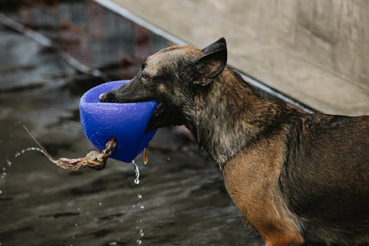 fetch training with a dog