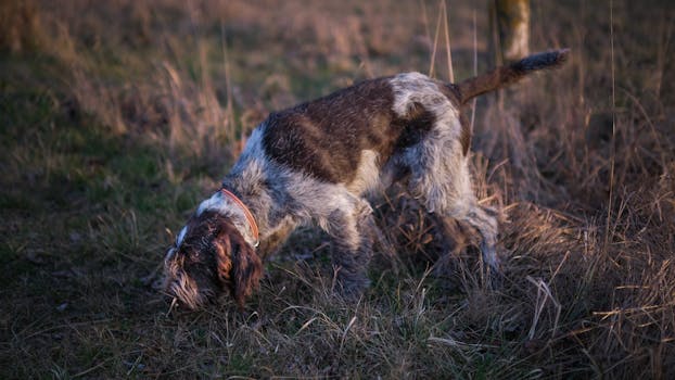 dog tracking on a trail