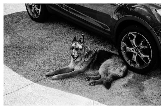 dog resting in the shade