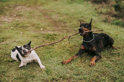 dogs playing in a park