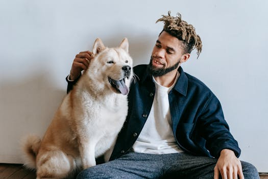 happy dog with its owner